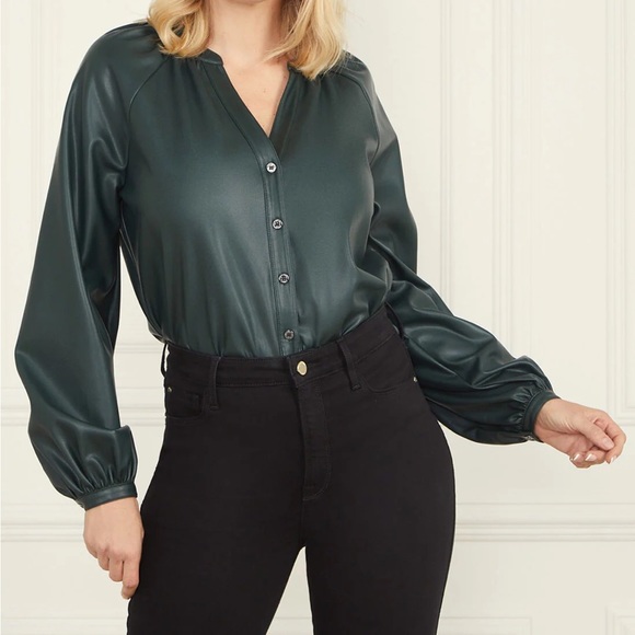 Marciano by Guess faux leather blouse. New. Large - Picture 1 of 4